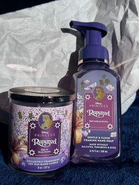 New With Tags Lot Two Bath And Body Works Disney Rapunzel Candle And Hand Soap